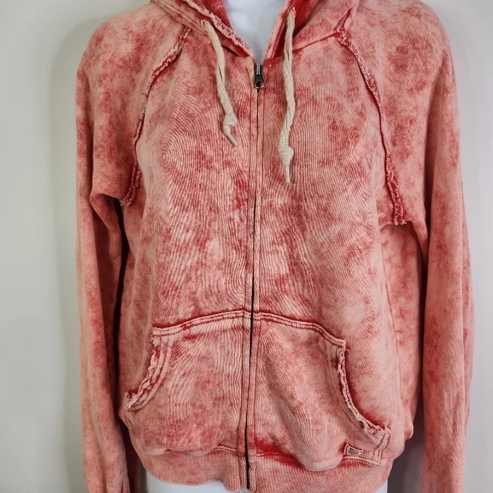 Billabong Hoodie Women's Small Pink Embroidered Logo Drawstring Long Sleeve